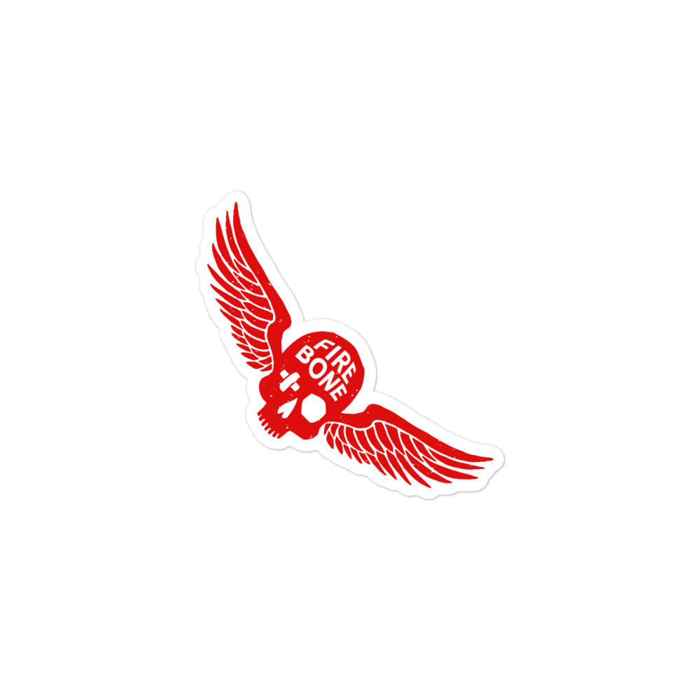 Firebone Skull and Wings Red Logo sticker