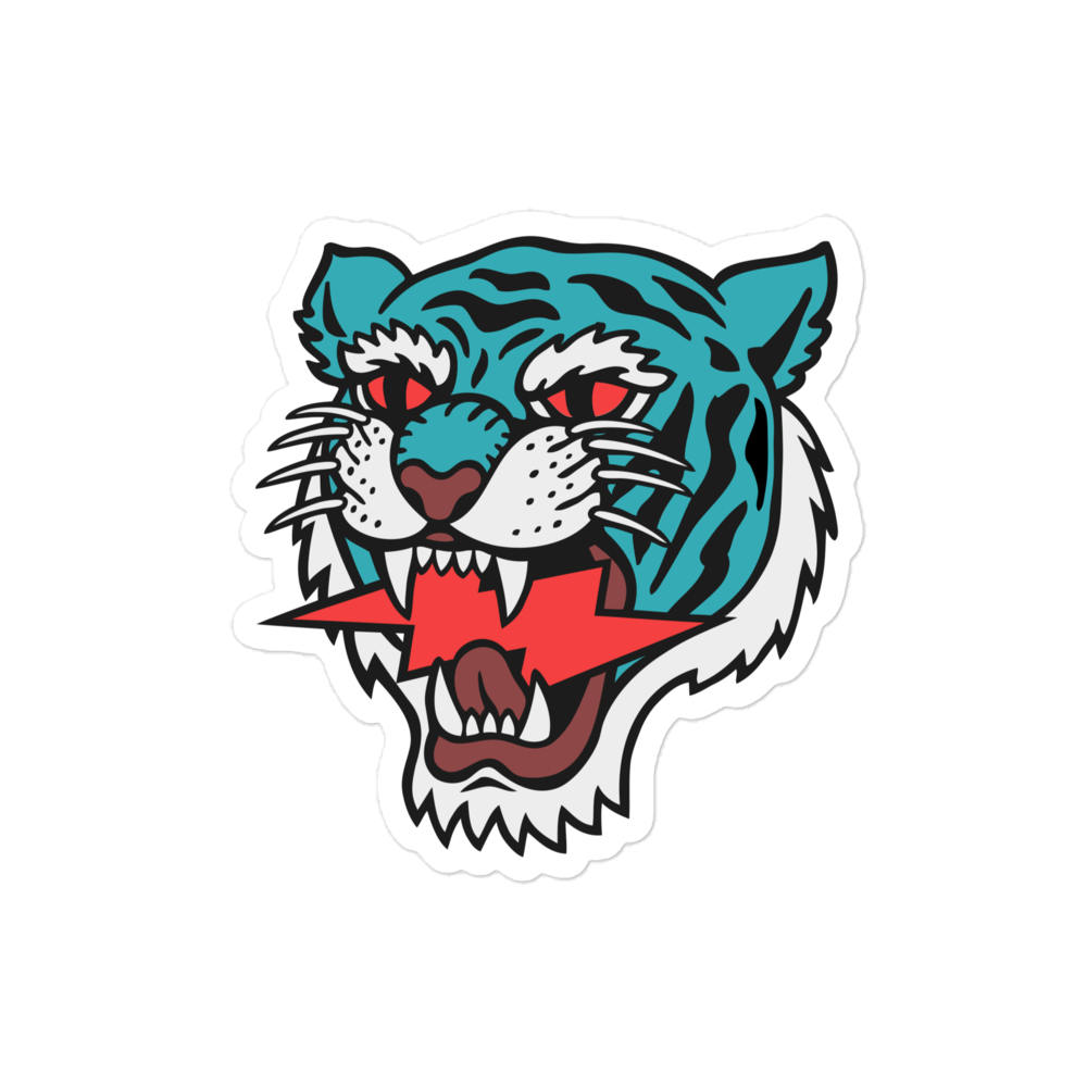 Iconic Blue Green Lightning Strike Tiger Stickers