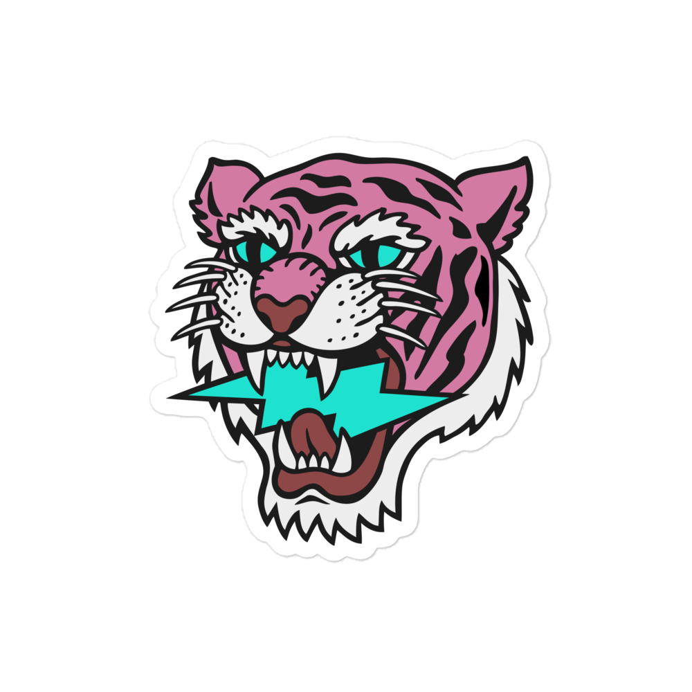 Iconic Pink Lightning Strike Tiger Stickers