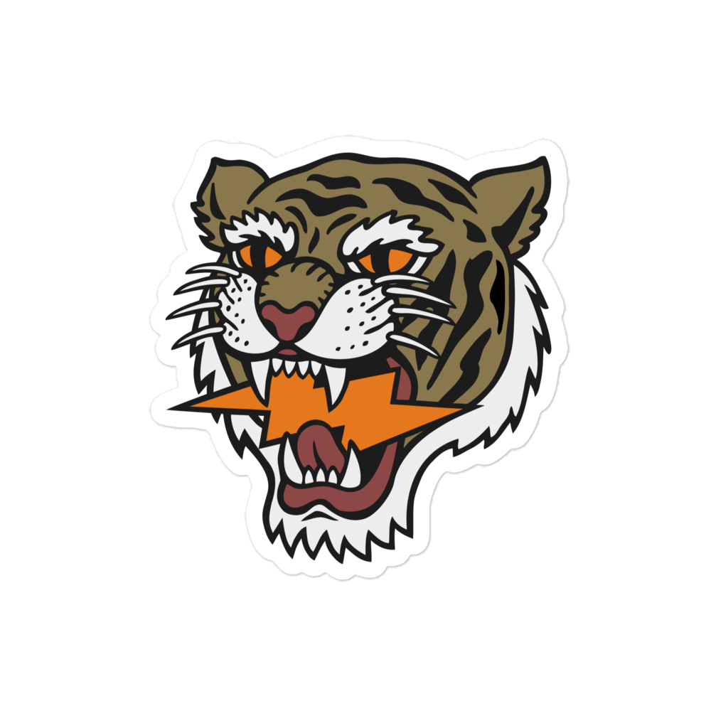 Iconic Army Green Lightning Strike Tiger Stickers