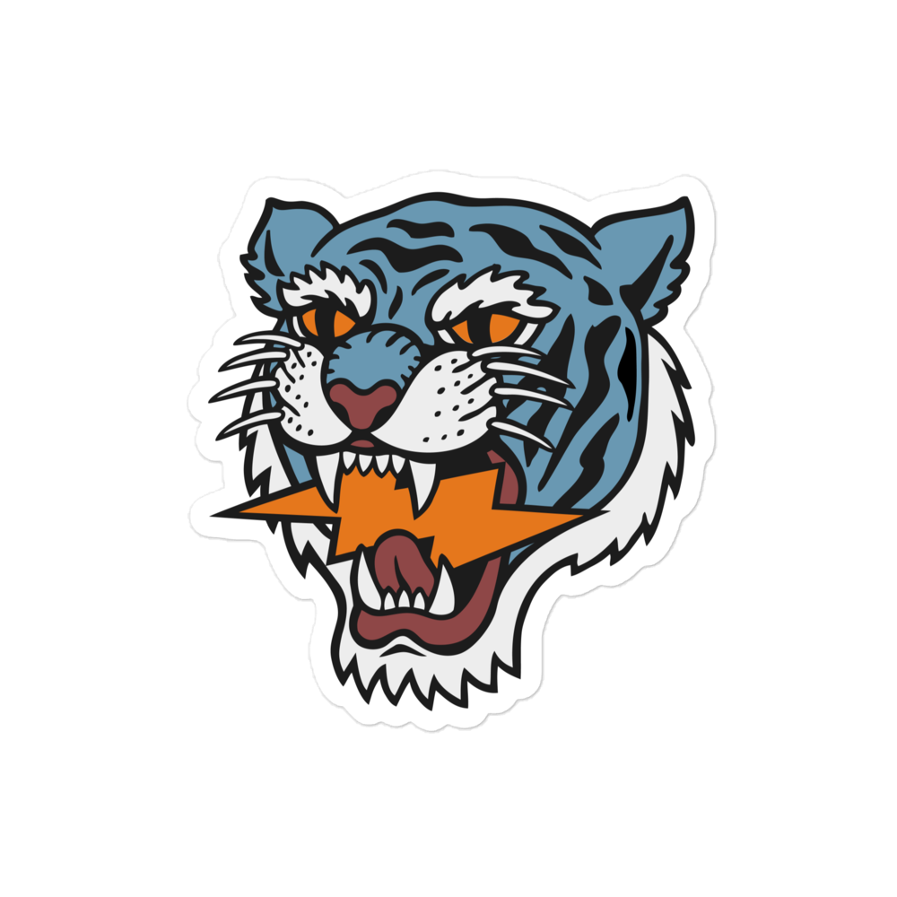 Iconic Blue Lightning Strike Tiger Stickers
