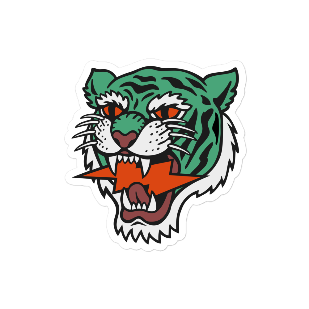 Iconic Green Lightning Strike Tiger Stickers
