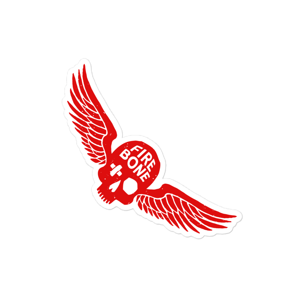 Firebone Skull and Wings Red Logo sticker