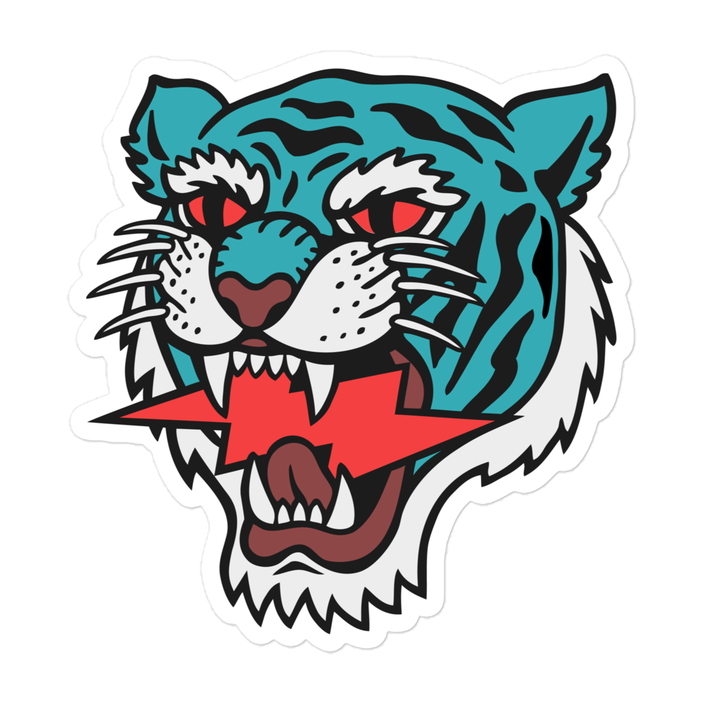 Iconic Blue Green Lightning Strike Tiger Stickers