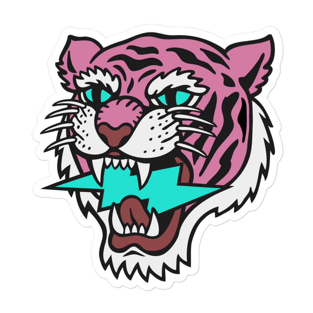 Iconic Pink Lightning Strike Tiger Stickers