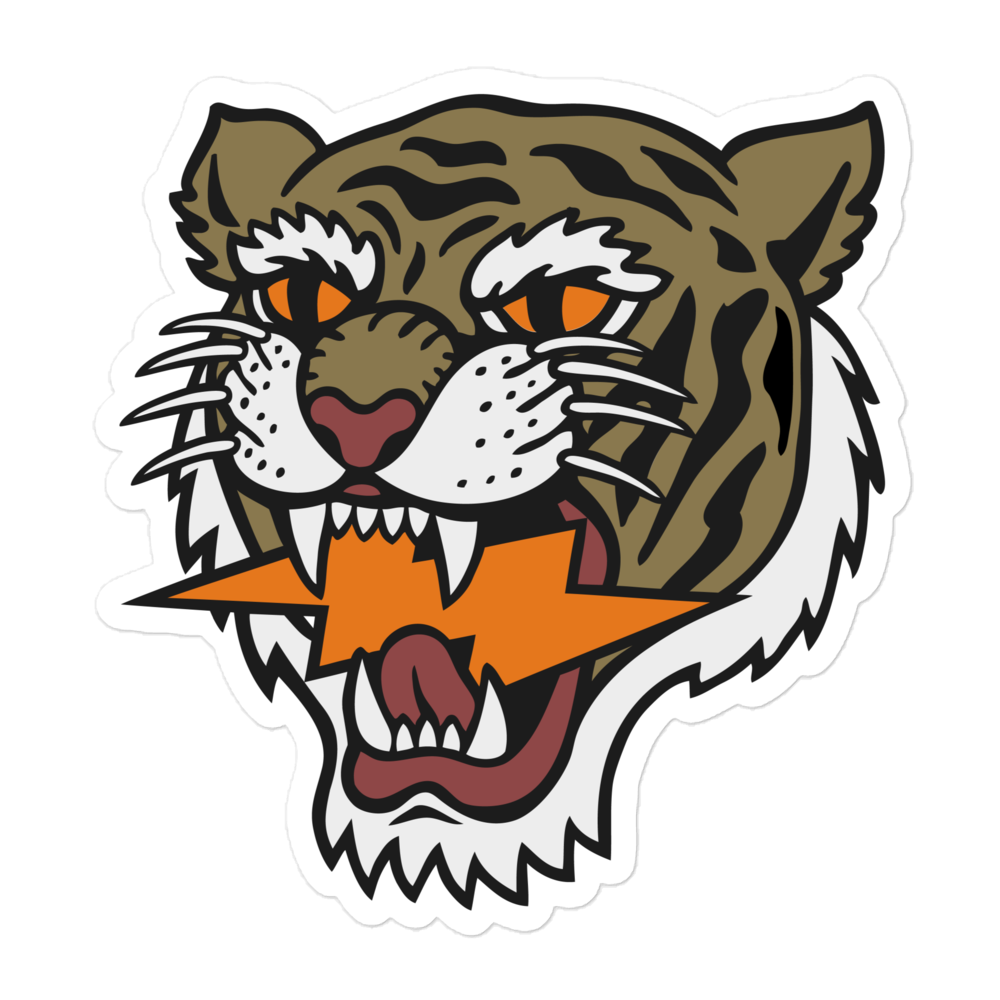 Iconic Army Green Lightning Strike Tiger Stickers