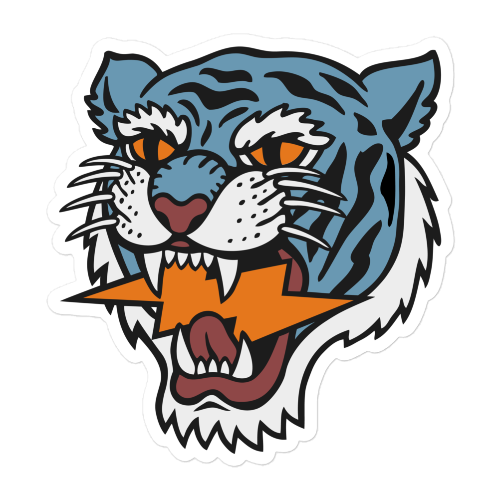 Iconic Blue Lightning Strike Tiger Stickers
