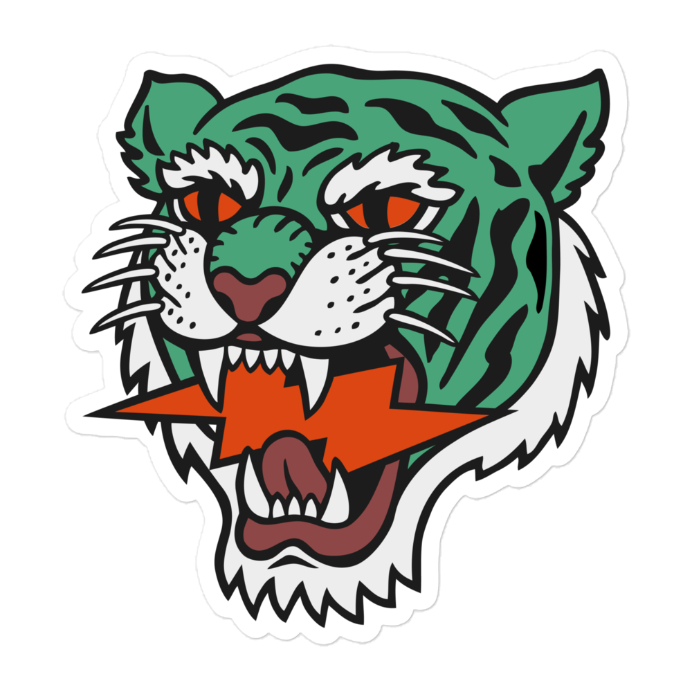 Iconic Green Lightning Strike Tiger Stickers