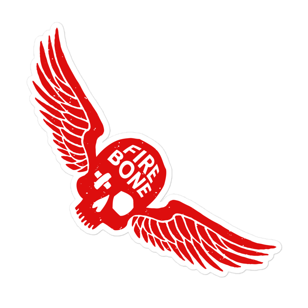 Firebone Skull and Wings Red Logo sticker