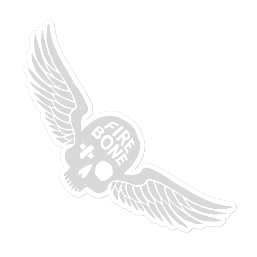 Firebone Light Grey Skull and Wings Logo stickers