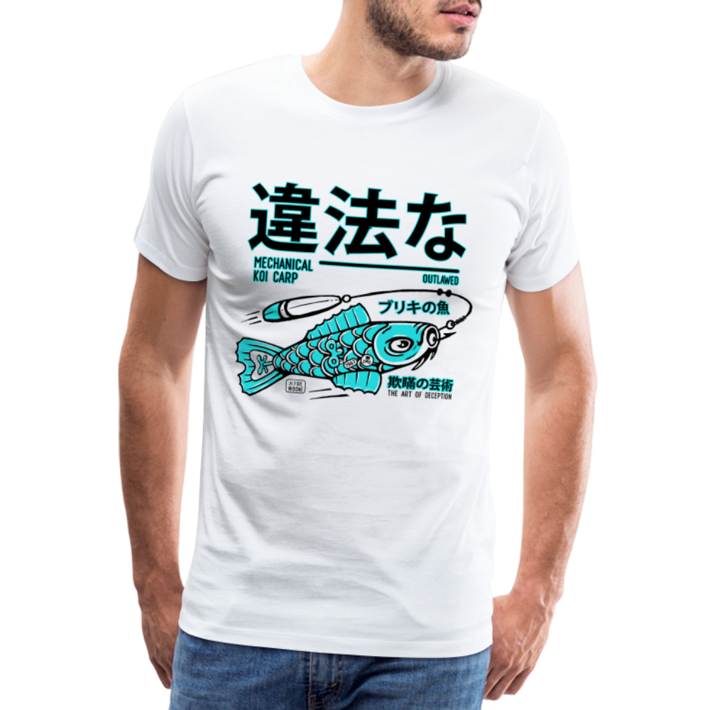 Tin Koi teal on white premium t-shirt - white