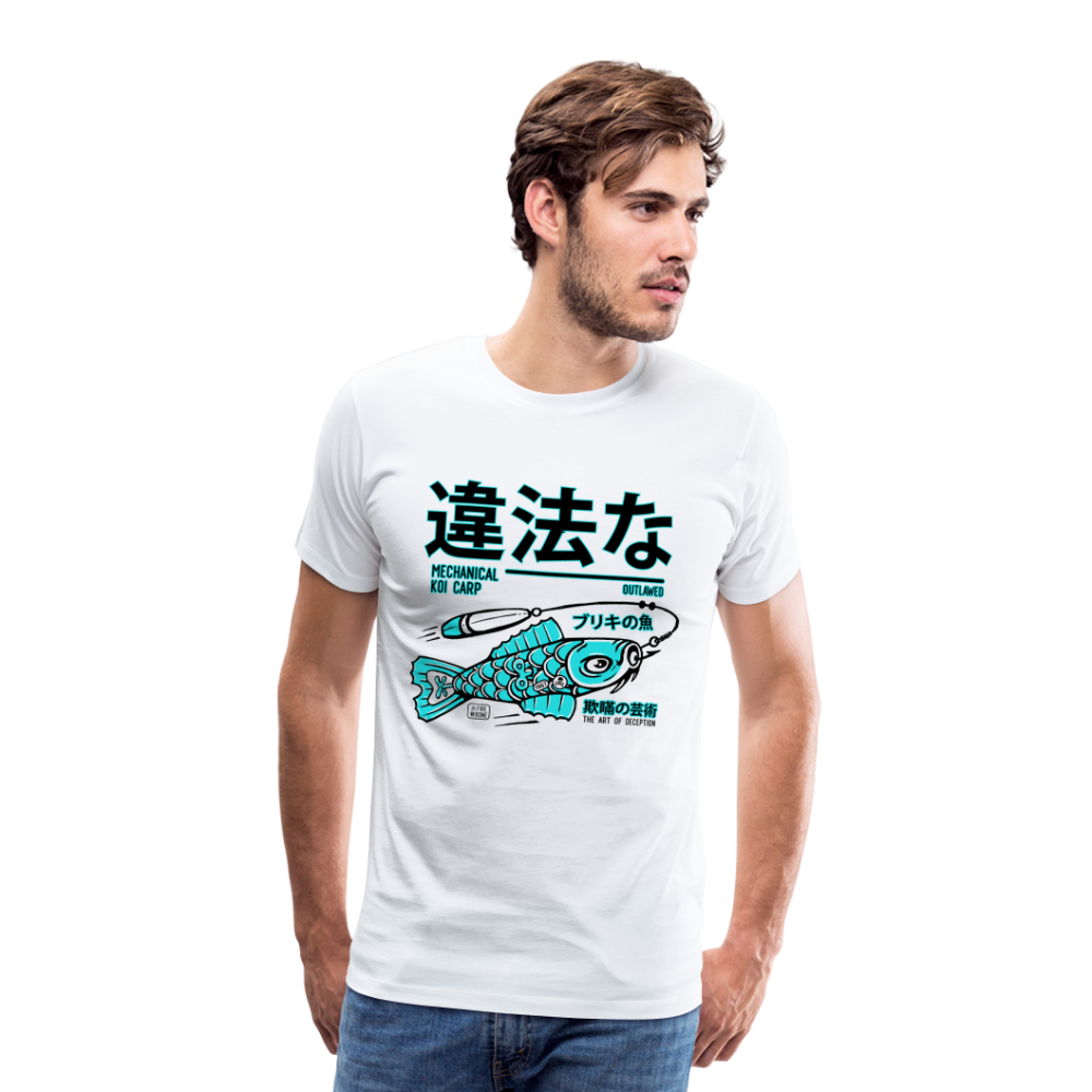 Tin Koi teal on white premium t-shirt - white