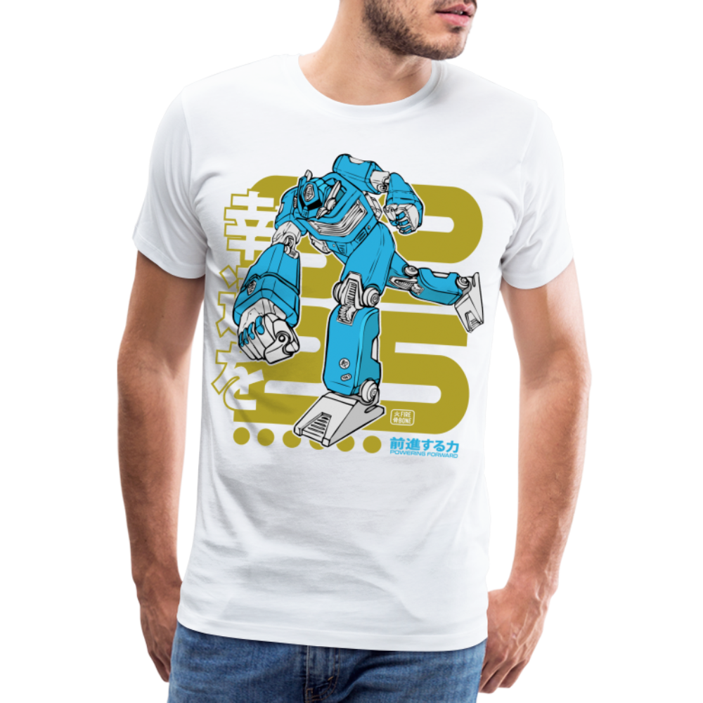 Powering Forward - Blue Robot on white - Premium T-Shirt - white