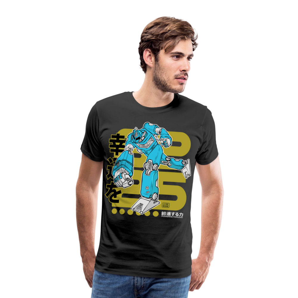 Powering Forward - Blue Robot on Black - Men’s Premium T-Shirt - black
