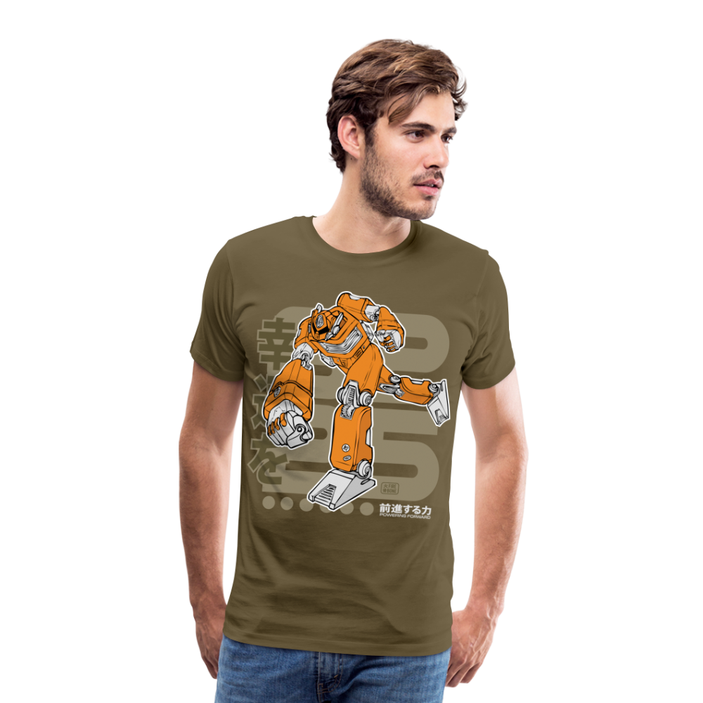Powering Foward - Orange Robot on Khaki - Men’s Premium T-Shirt - khaki