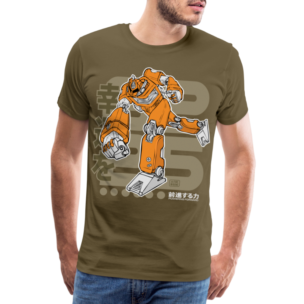 Powering Foward - Orange Robot on Khaki - Men’s Premium T-Shirt - khaki