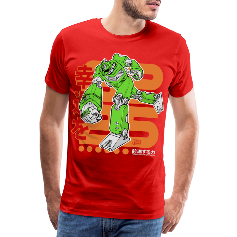 Powering Forward - Green Robot on Red - Men’s Premium T-Shirt - red
