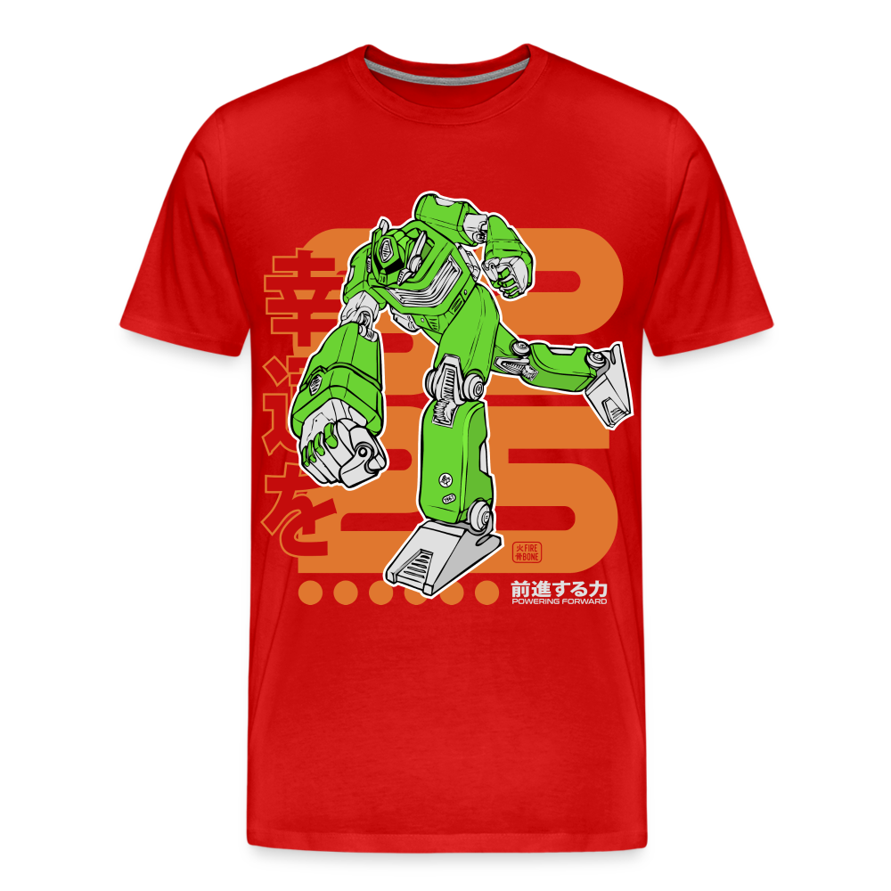 Powering Forward - Green Robot on Red - Men’s Premium T-Shirt - red