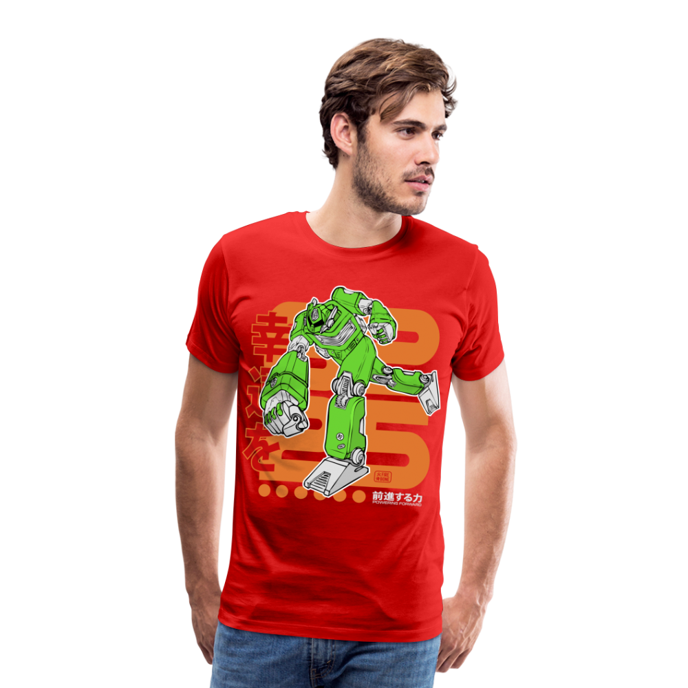 Powering Forward - Green Robot on Red - Men’s Premium T-Shirt - red