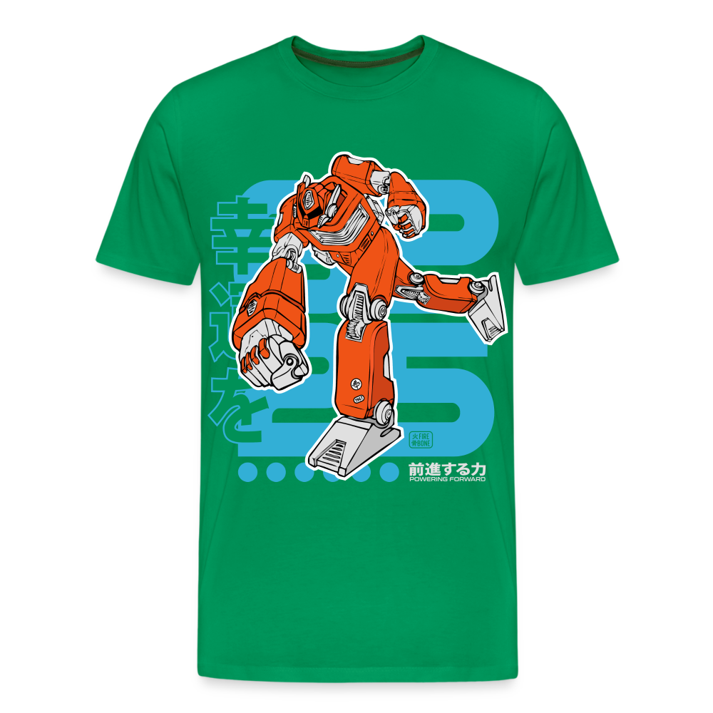 Powering Forward - Red Robot on Green - Men’s Premium T-Shirt - kelly green
