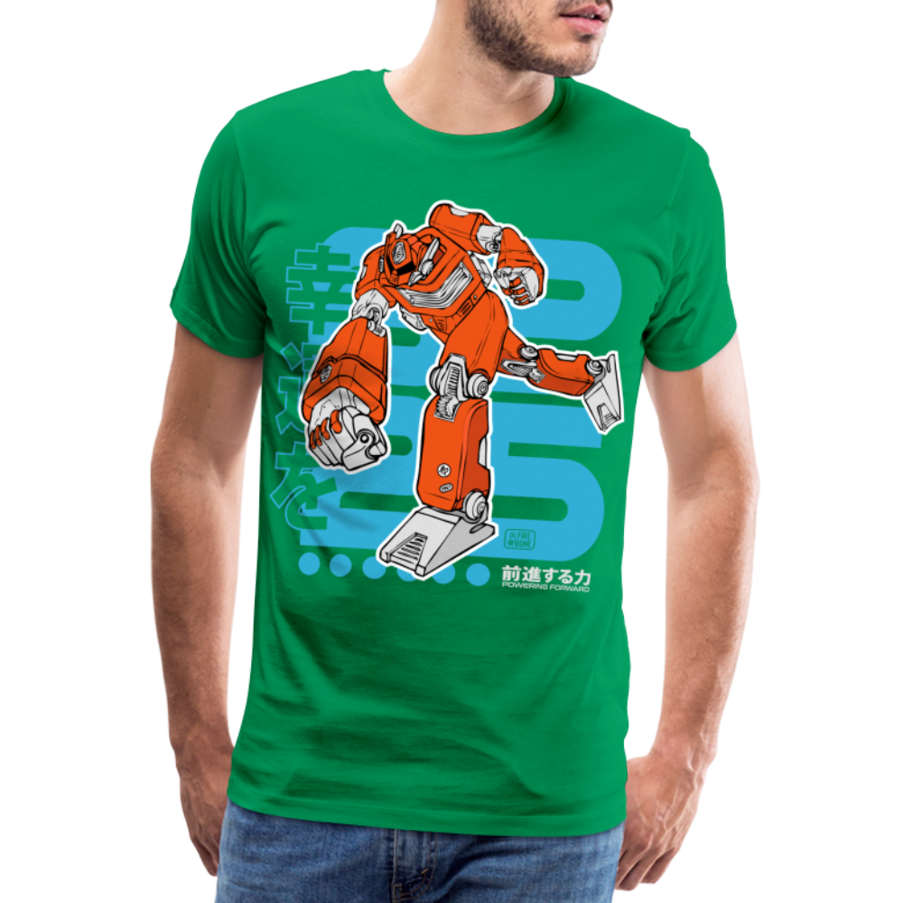 Powering Forward - Red Robot on Green - Men’s Premium T-Shirt - kelly green