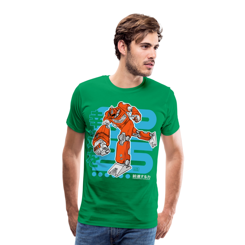 Powering Forward - Red Robot on Green - Men’s Premium T-Shirt - kelly green