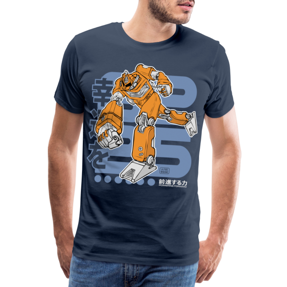 Powering Forward - Orange Robot on Navy - Men’s Premium T-Shirt - navy