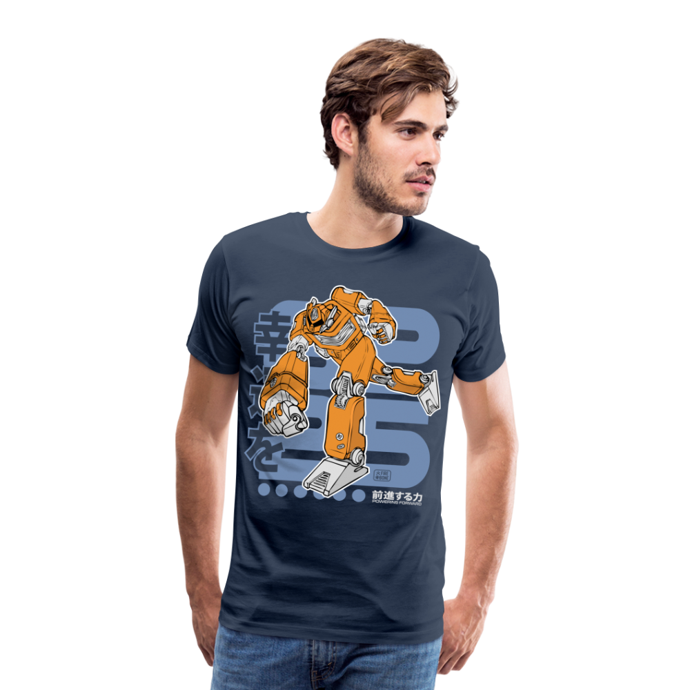Powering Forward - Orange Robot on Navy - Men’s Premium T-Shirt - navy