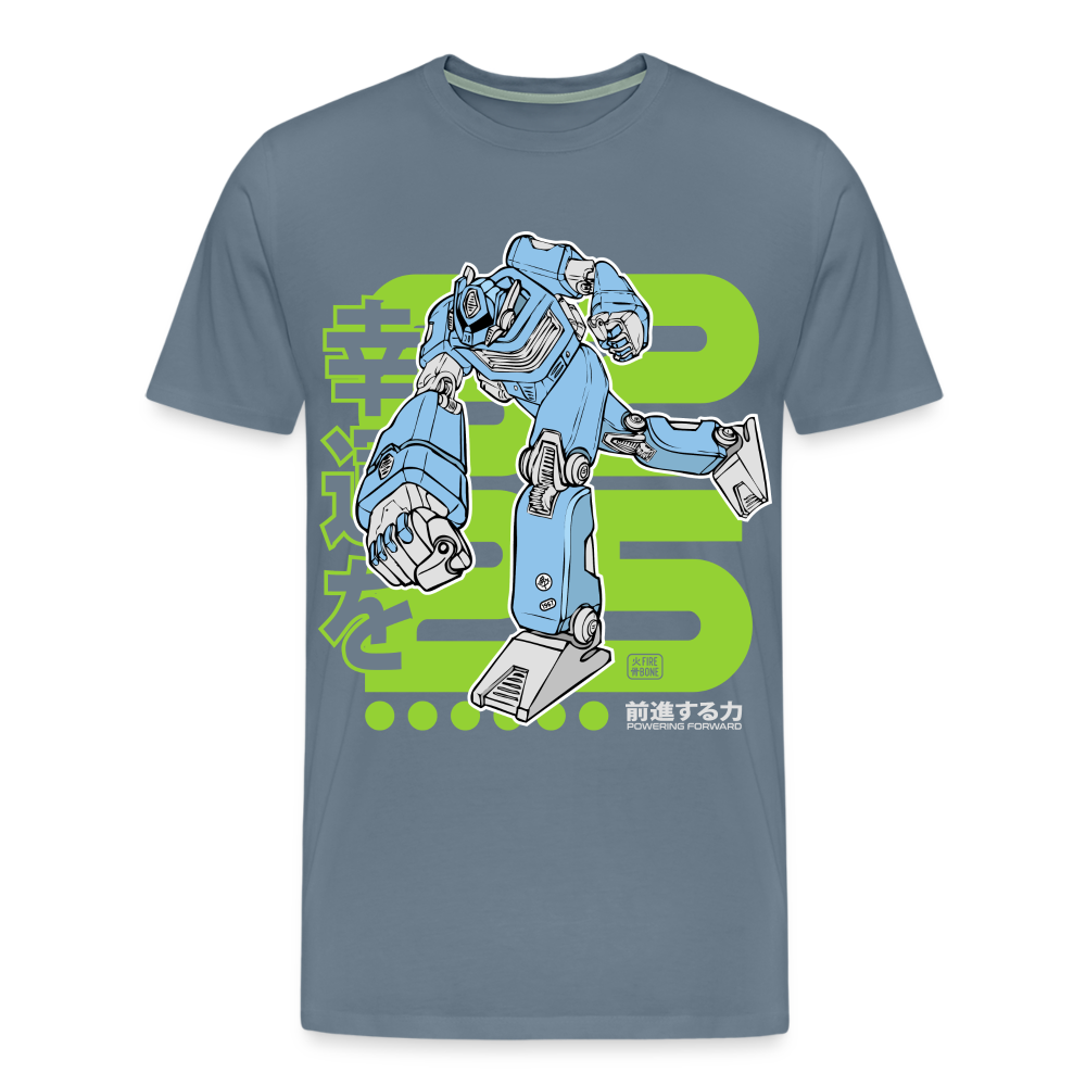 Powering Forward - Blue Robot on Steel Blue - Men’s Premium T-Shirt - steel blue