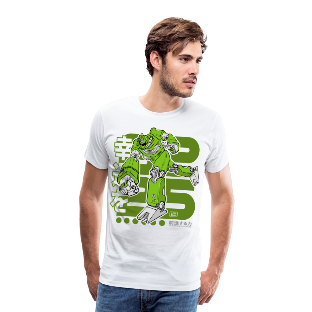 Powering Forward - Green Robot on White - Men’s Premium T-Shirt - white
