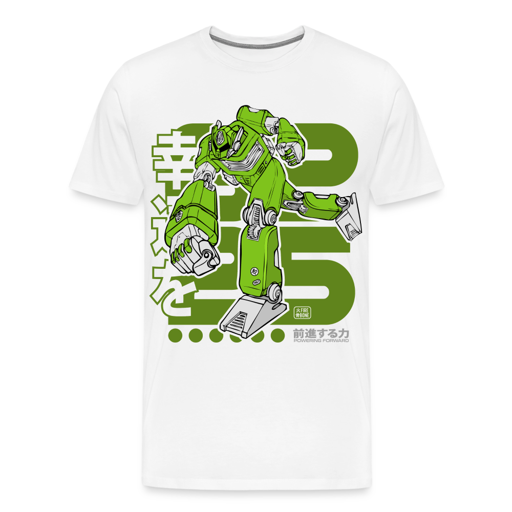 Powering Forward - Green Robot on White - Men’s Premium T-Shirt - white