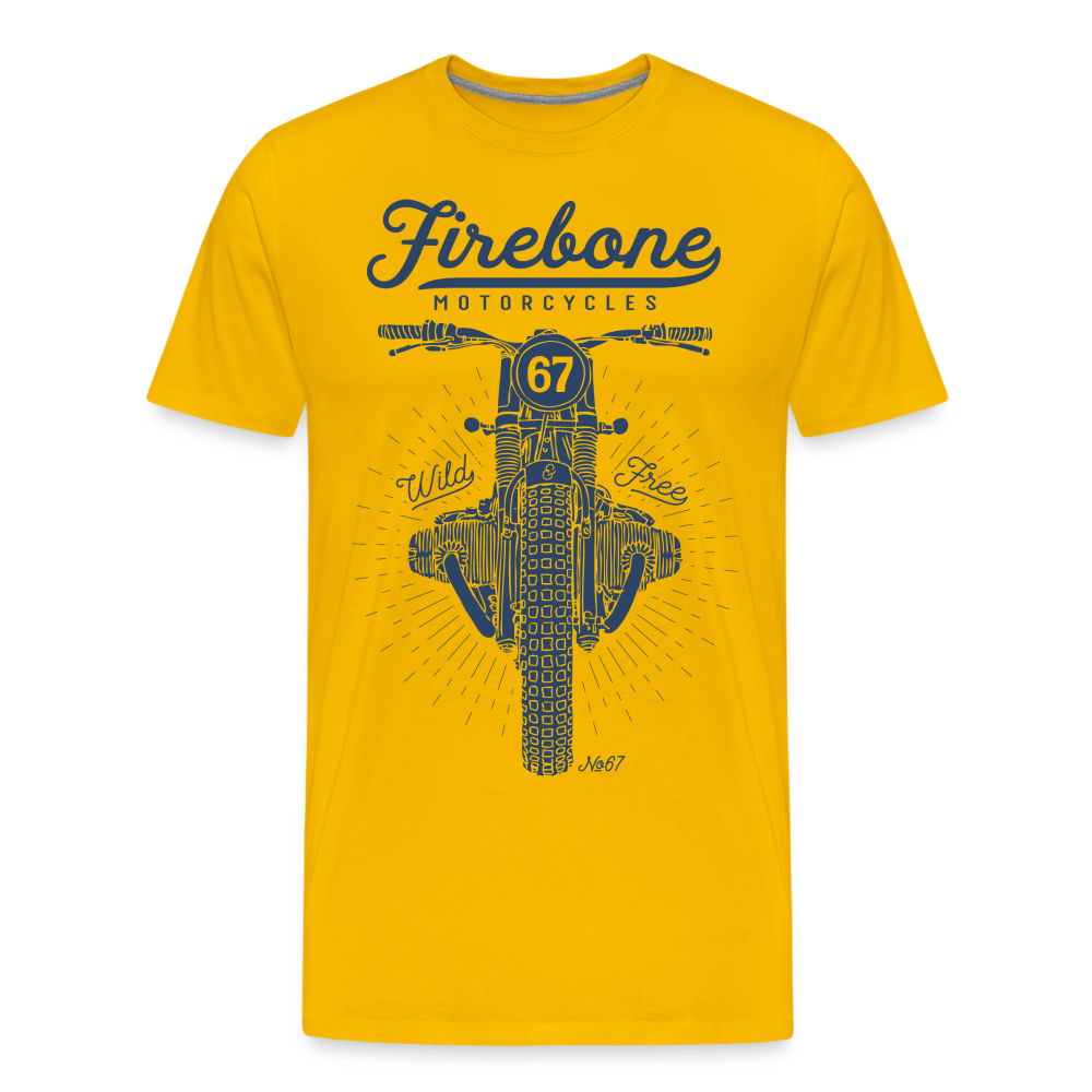 No.67 Firebone motorcycle t-shirt - sun yellow