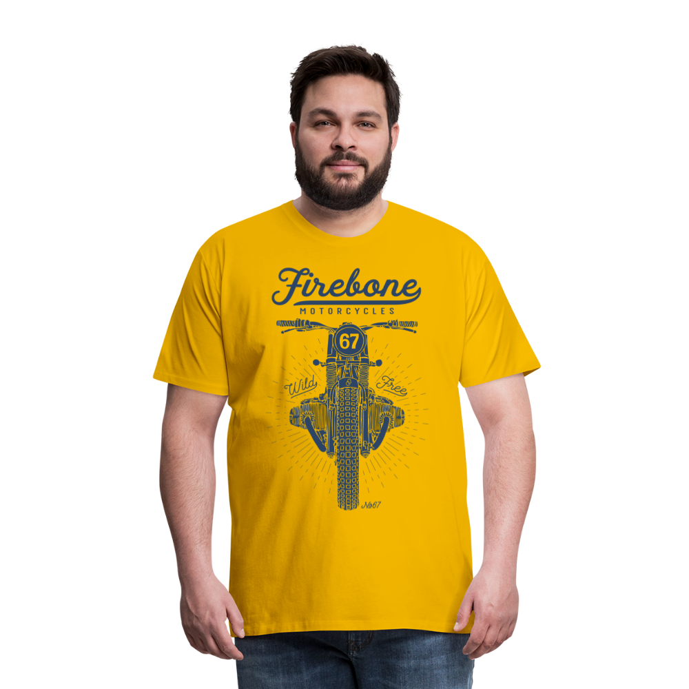 No.67 Firebone motorcycle t-shirt - sun yellow