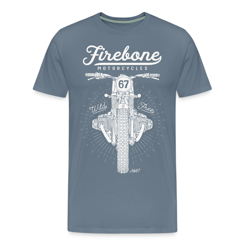 No.67 Firebone motorcycle t-shirt - steel blue