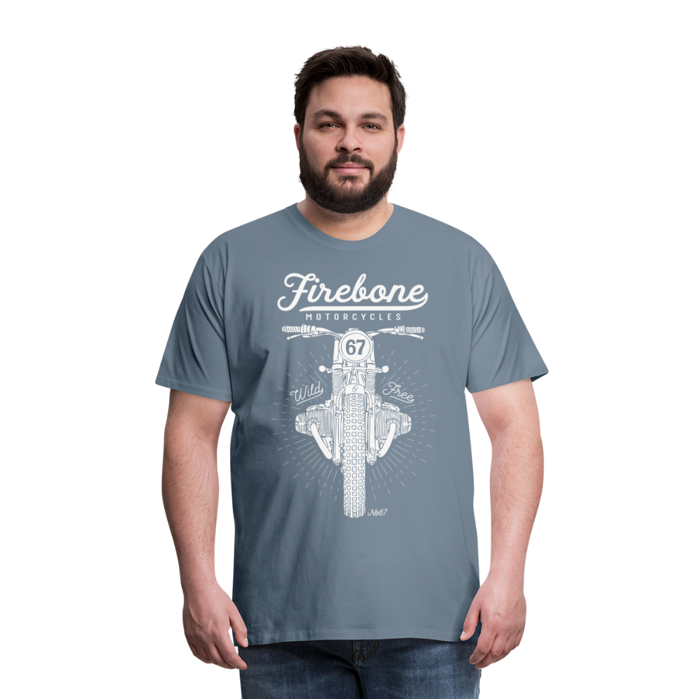 No.67 Firebone motorcycle t-shirt - steel blue