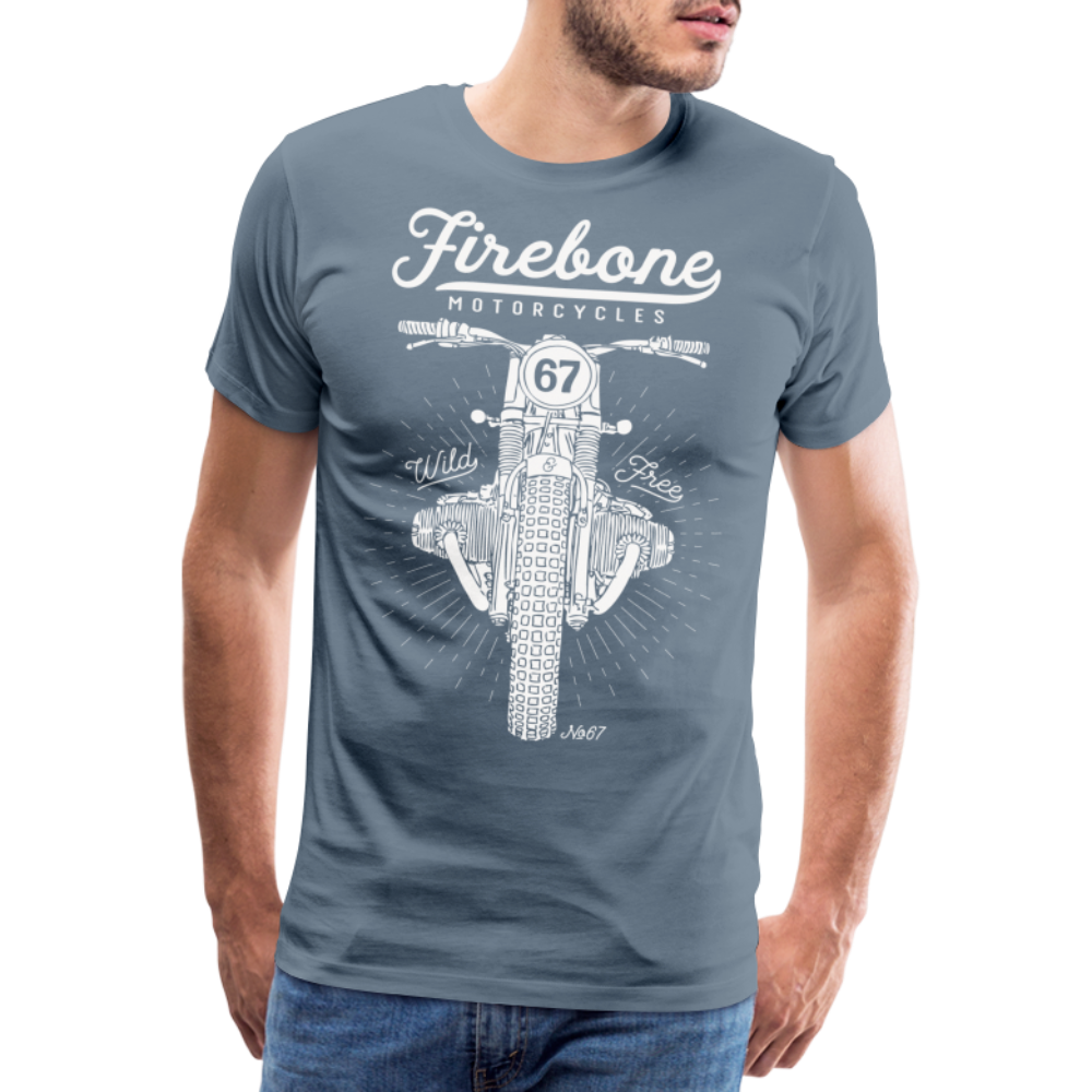 No.67 Firebone motorcycle t-shirt - steel blue
