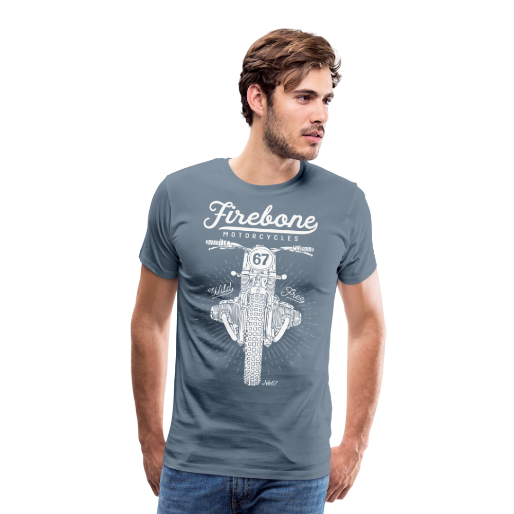 No.67 Firebone motorcycle t-shirt - steel blue