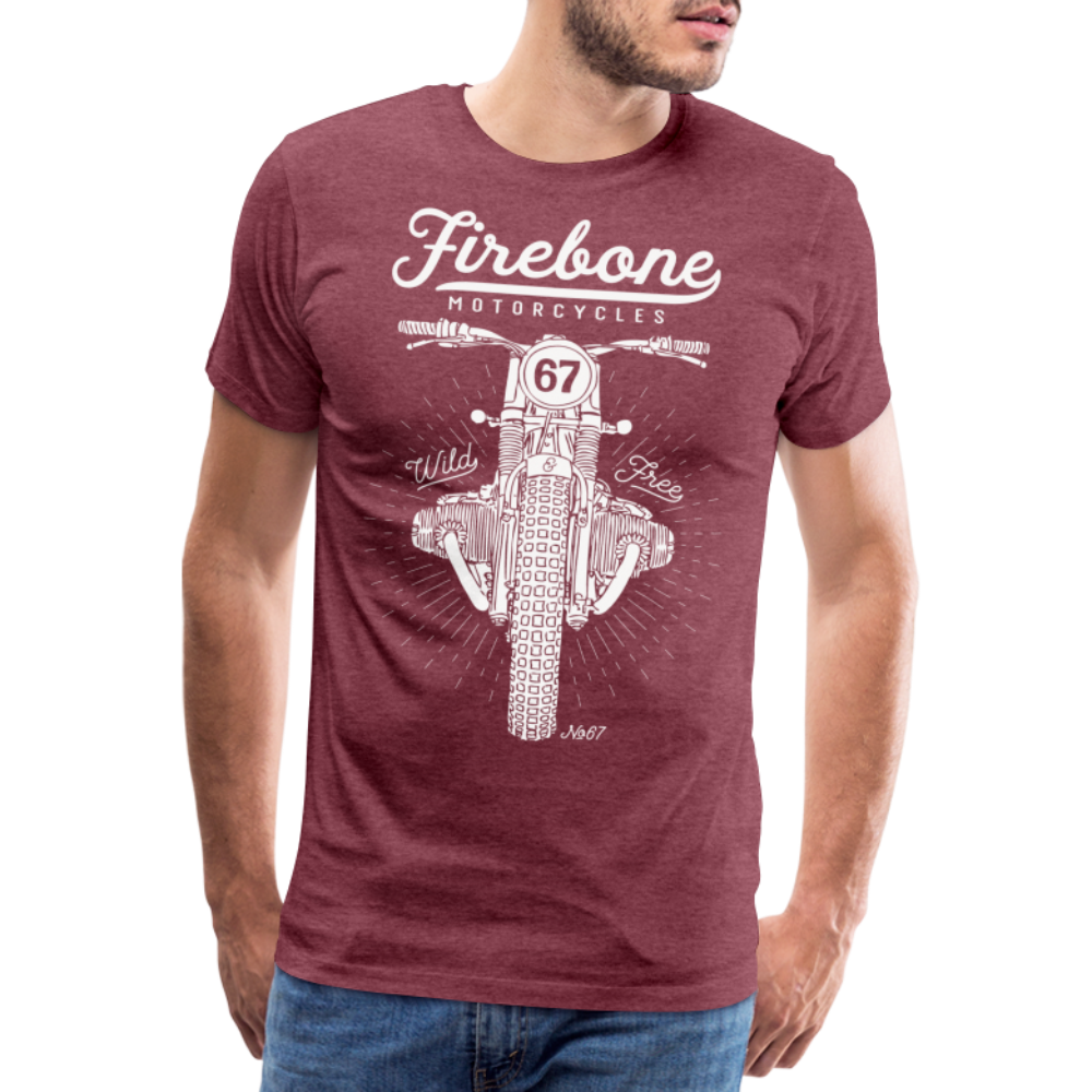 No.67 Firebone motorcycle t-shirt - heather burgundy