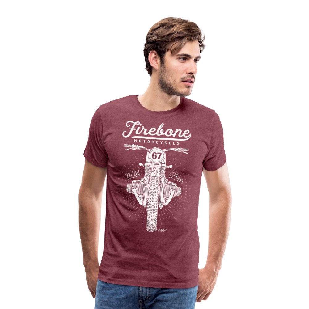 No.67 Firebone motorcycle t-shirt - heather burgundy