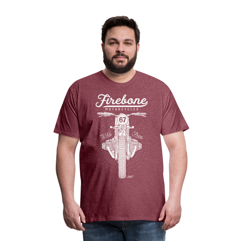 No.67 Firebone motorcycle t-shirt - heather burgundy