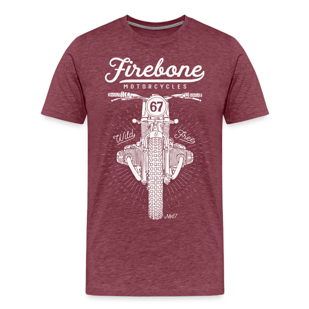 No.67 Firebone motorcycle t-shirt - heather burgundy
