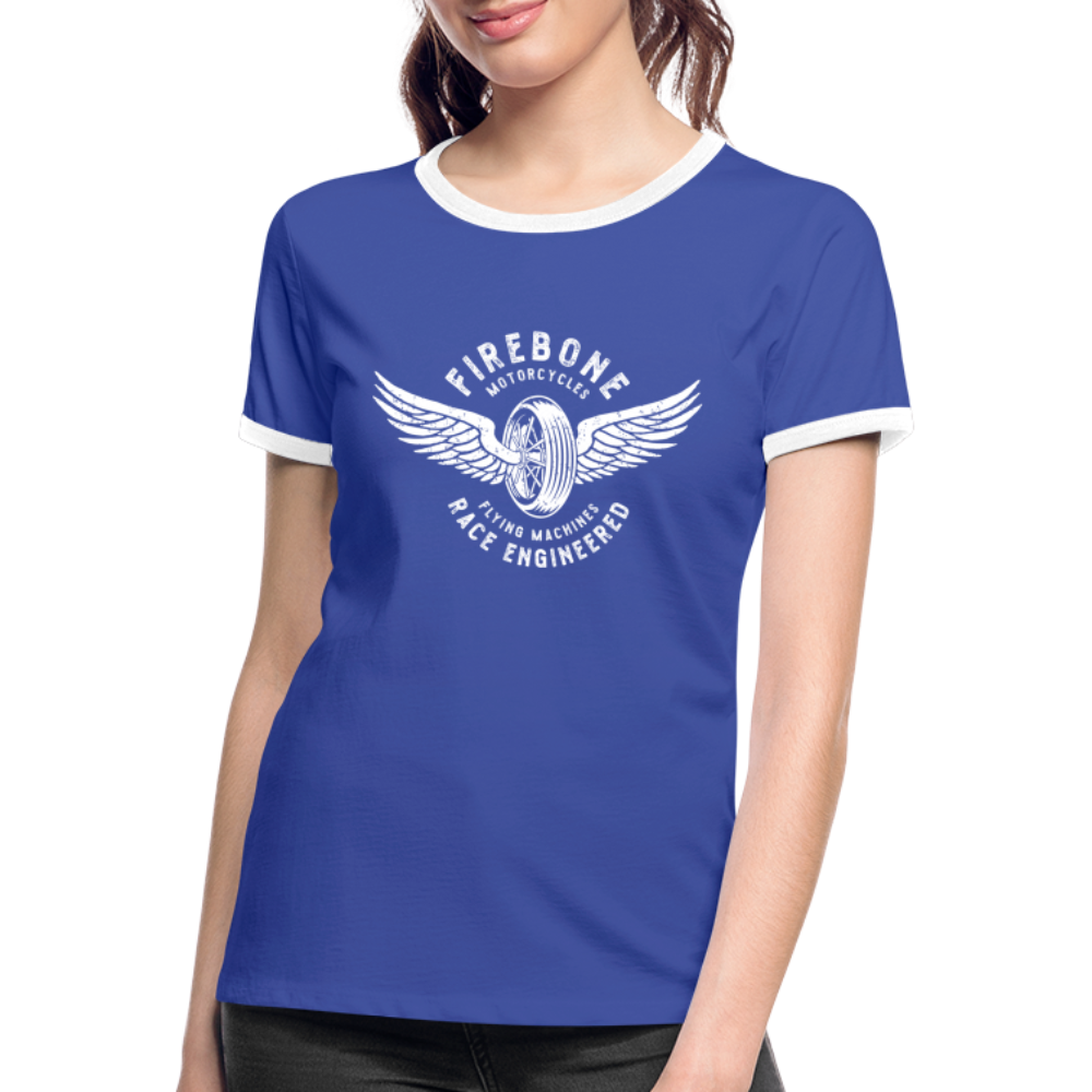 Wheels and wings - Ringer t-shirt - blue/white