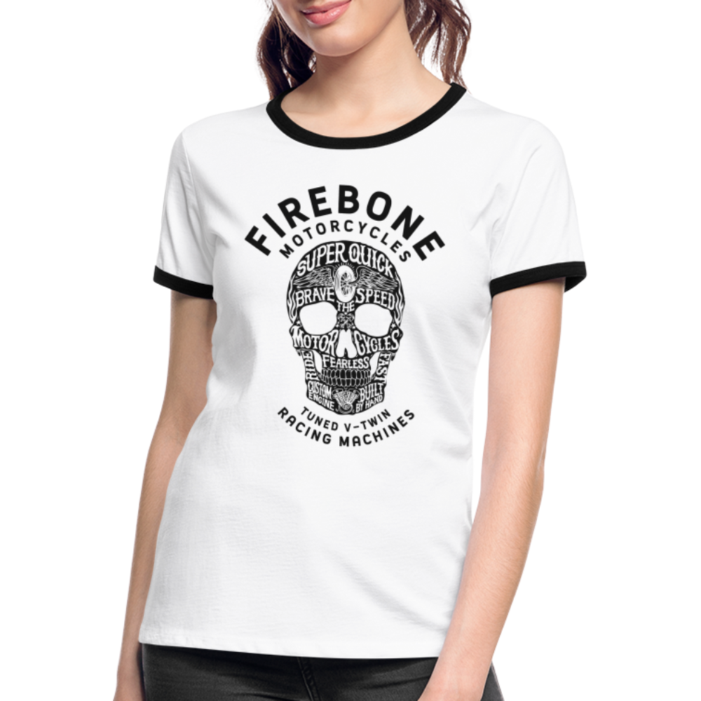 Super Quick Skull - Ringer t-shirt - white/black