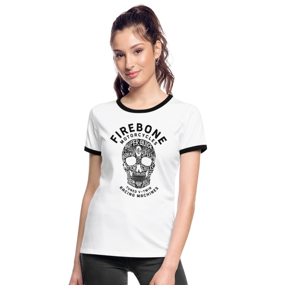 Super Quick Skull - Ringer t-shirt - white/black