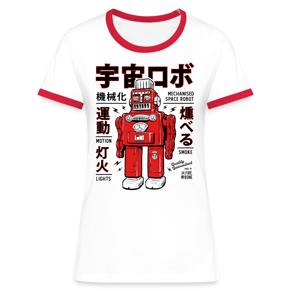 Vintage Robot - Ringer t-shirt - white/red