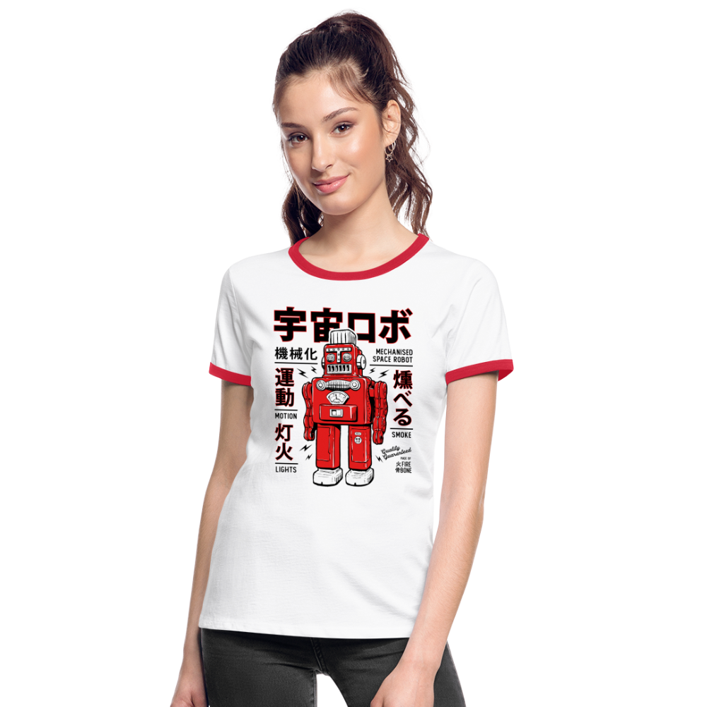 Vintage Robot - Ringer t-shirt - white/red