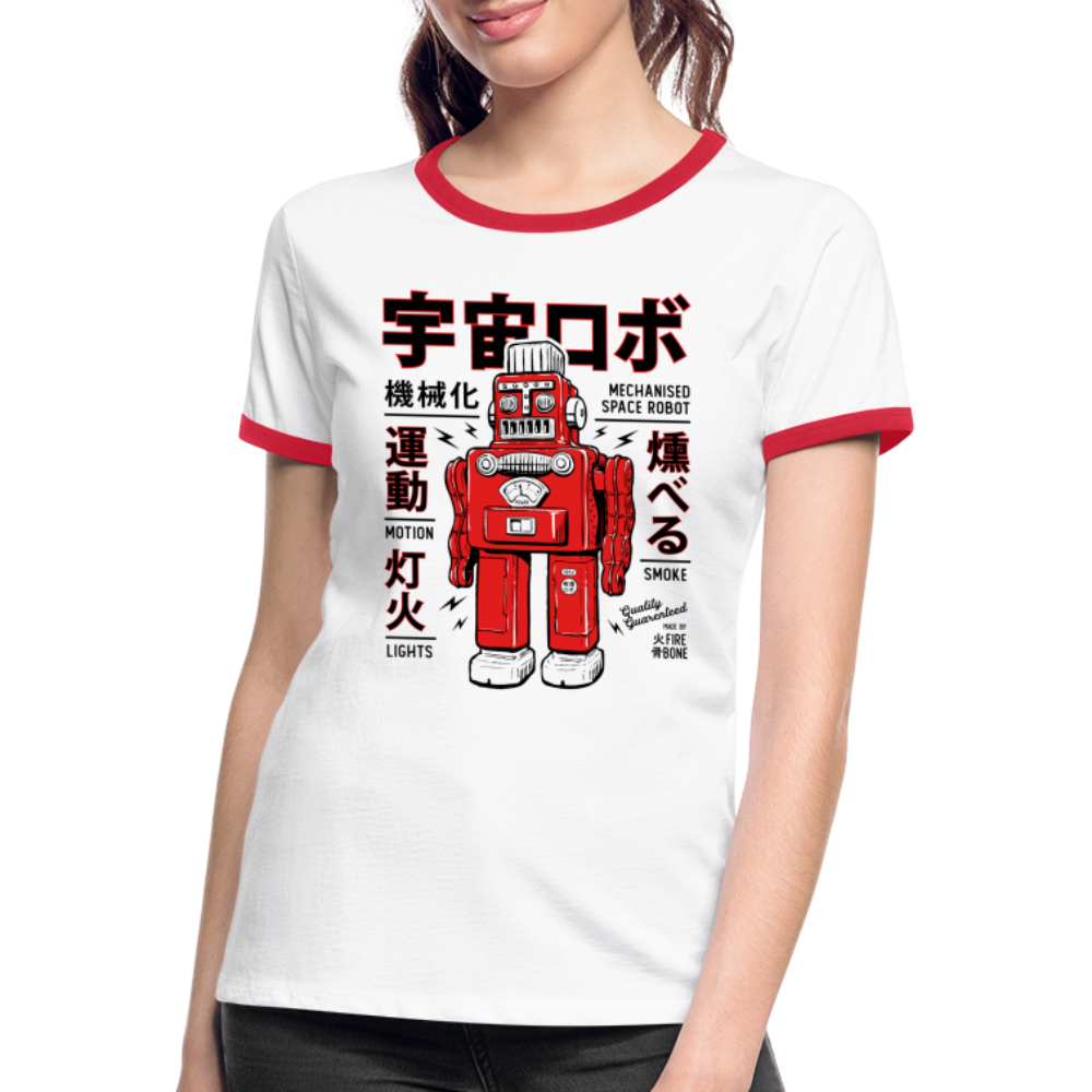 Vintage Robot - Ringer t-shirt - white/red