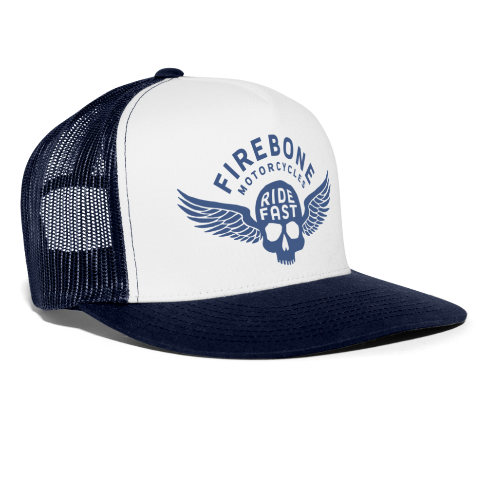 Skull and Wings - Trucker Cap - white/navy