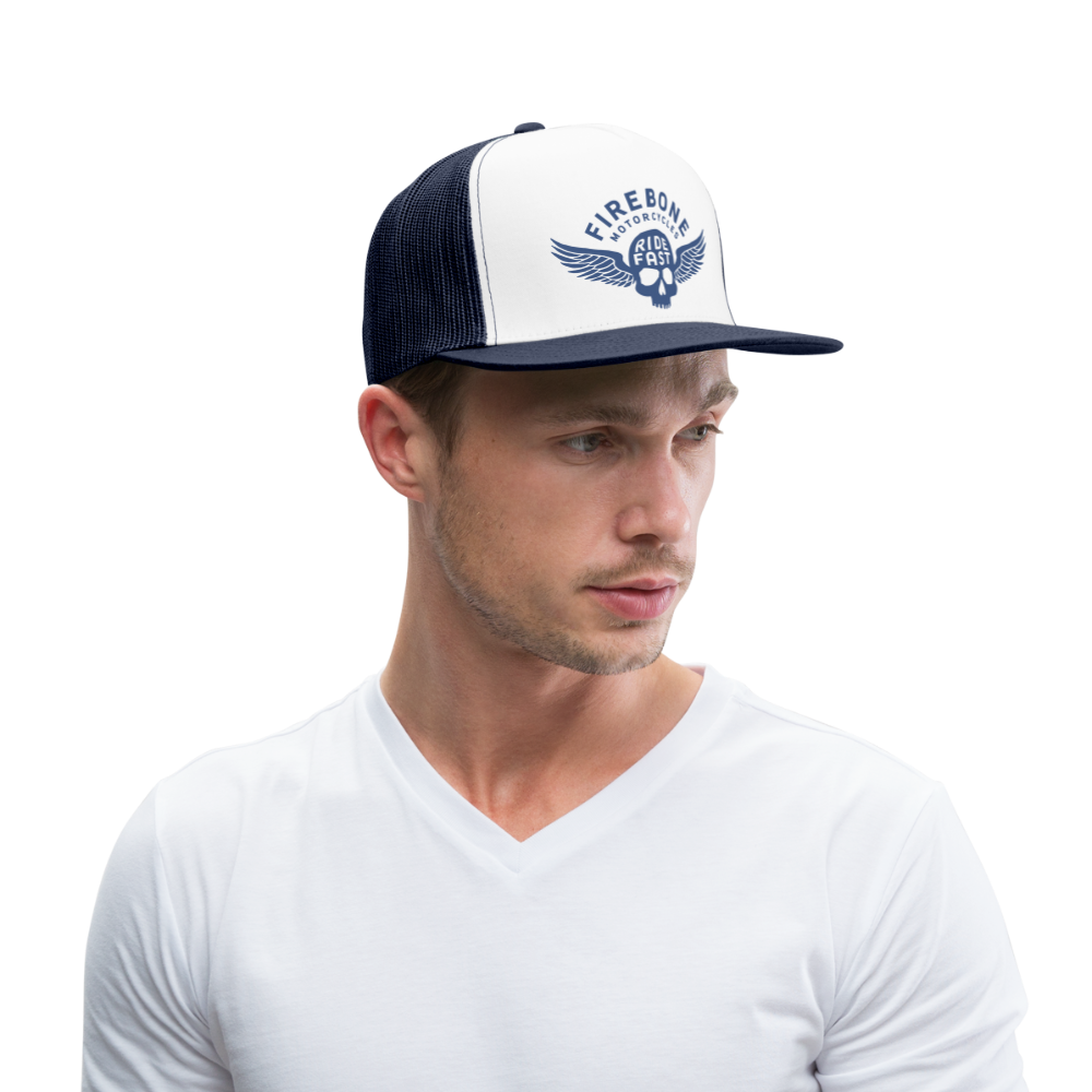 Skull and Wings - Trucker Cap - white/navy