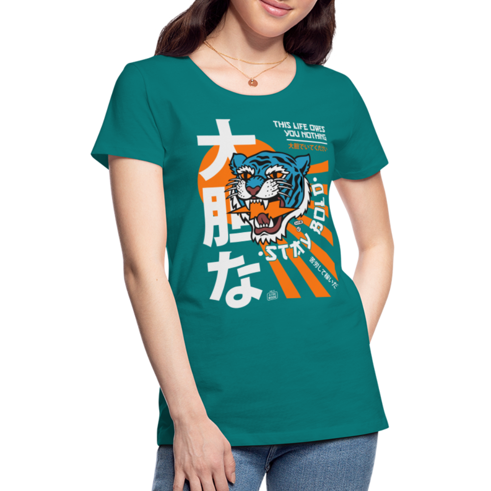Women’s This Life Owes You Nothing Diva Blue Premium T-Shirt - diva blue